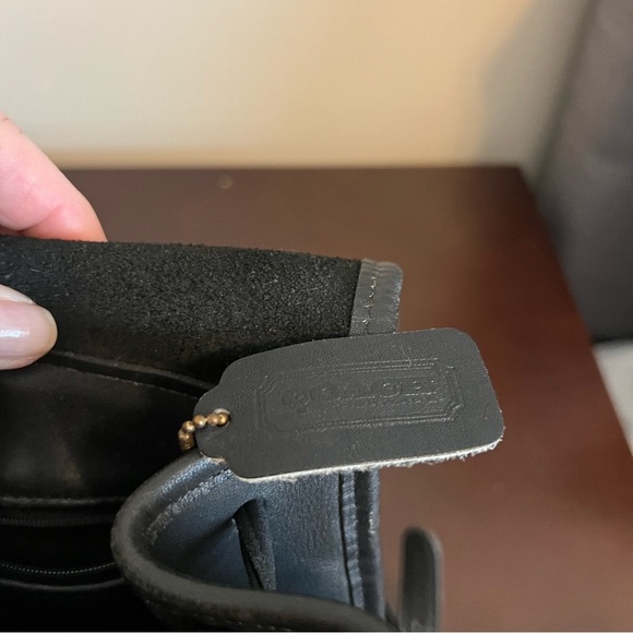 Coach vintage black leather 9960 drawstring flap turn lock silver hardware - Picture 7 of 9